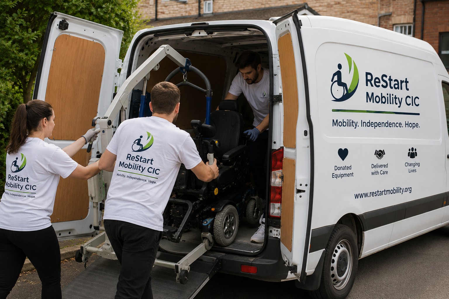 ReStart Mobility volunteers loading equipment into a van